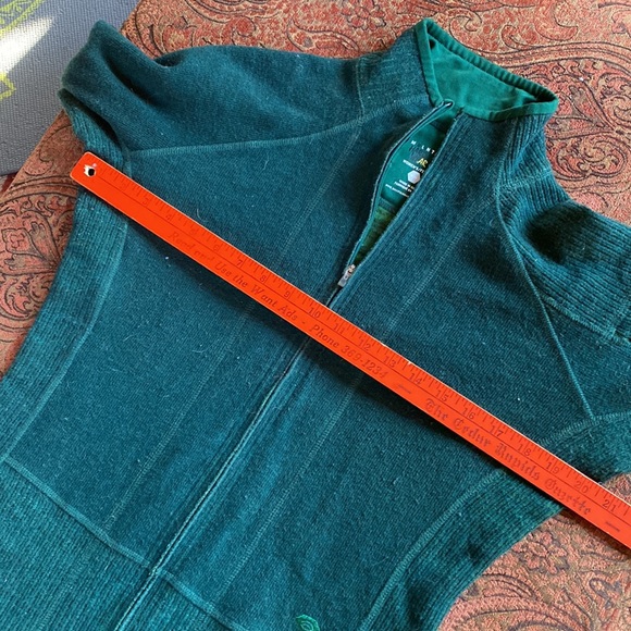 Mountain Hardwear Wool poly stretch full zip jacket sweater dark pine green S M - Picture 8 of 13